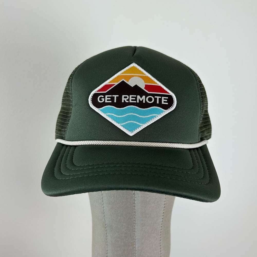 NWOT Get Remote Anthem Green Padded Mesh Snap Back Adjustable Trucker Hat - Picture 7 of 7
